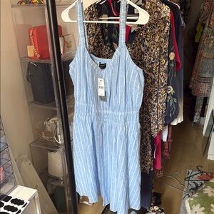 Lane Bryant Blue and White Sleeveless Sundress